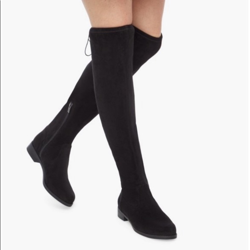 Lexi & Abbie Faux Suede Knee High Boots with Ties